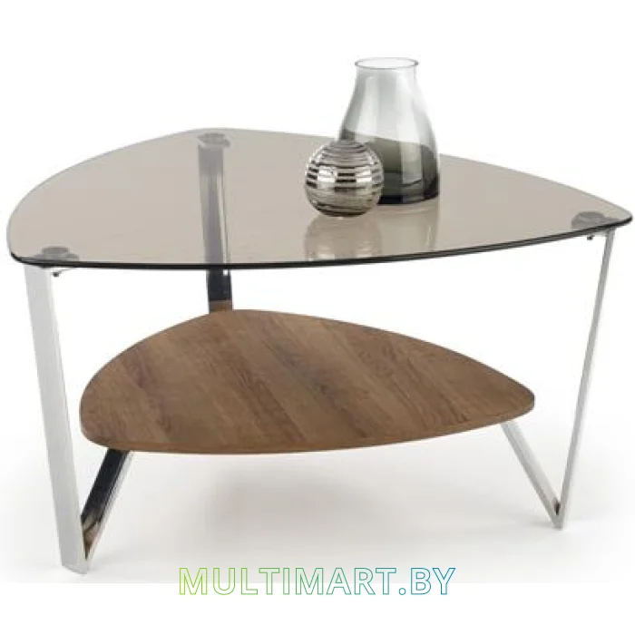 Журнальный столик Halmar Oprah 80x80x43 (дымчатый коричневый/дуб золотой)